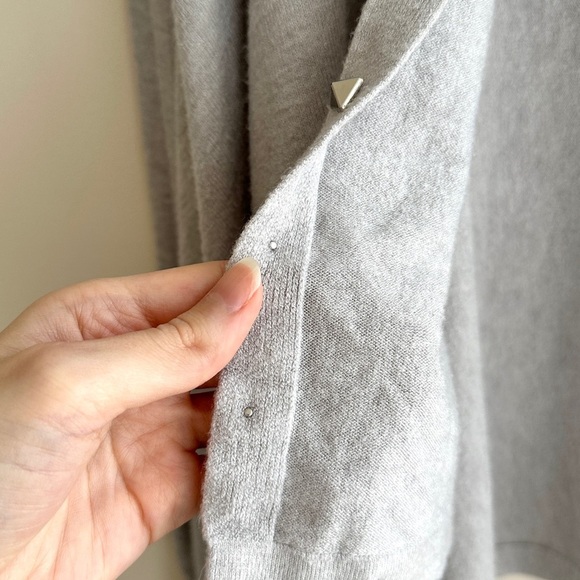 Vila Milano Grey Open Front Metallic Studded Cardigan, Grey, Size Small - Picture 9 of 16